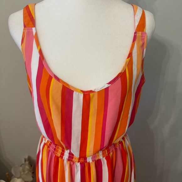 High Low Sleeveless Striped Dress M Willow Drive Orange Pink White - Picture 5 of 8